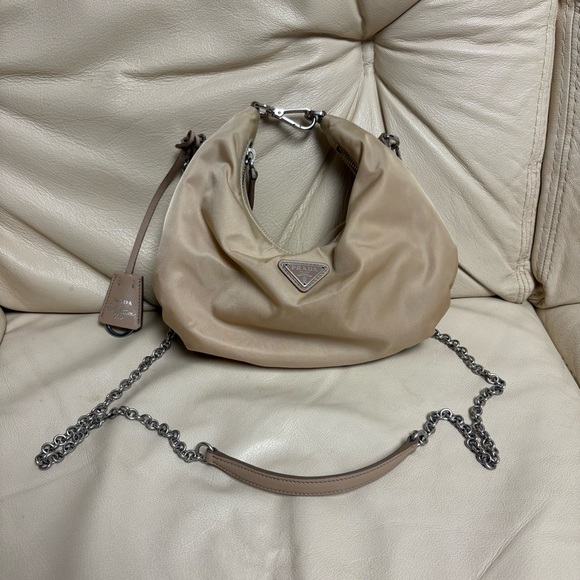 Prada Handbags - PRADA Re Edition Nylon 2006 Tessuto Beige Small Crescent Moon Bag